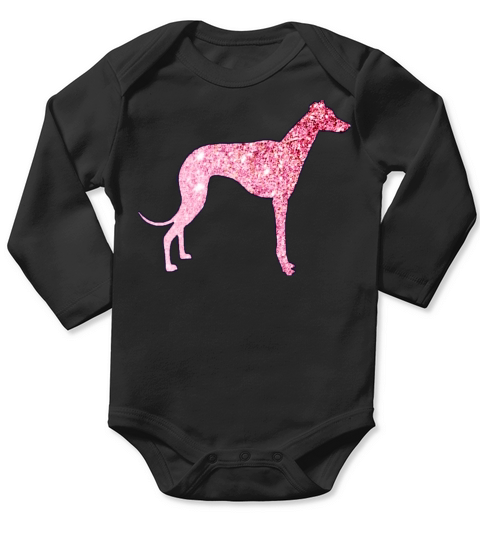 pink glitter Greyhound Long Sleeve Baby One-Piece