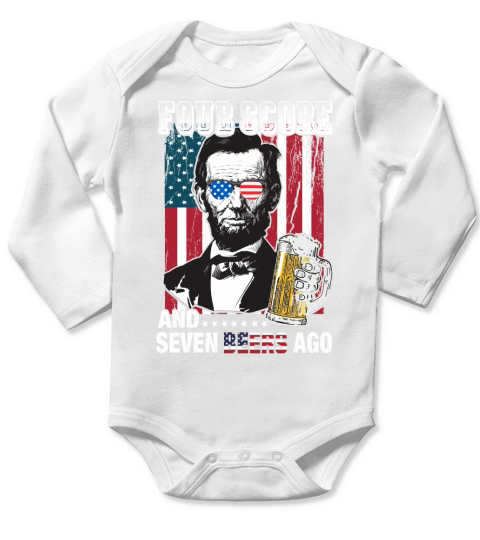 American Flag Four Score and Seven Beers Ago Long Sleeve Baby One-Piece