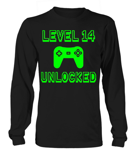 Level 14 Unlocked Gamer 14th Birthday Gift Idea Men's Long Sleeve