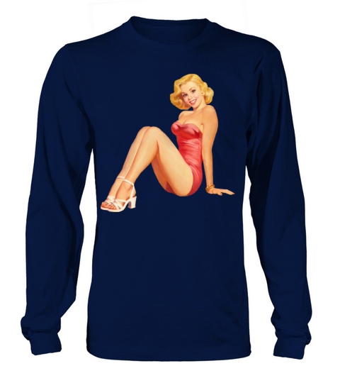 Vintage retro pin up girl in red Women's Long Sleeve