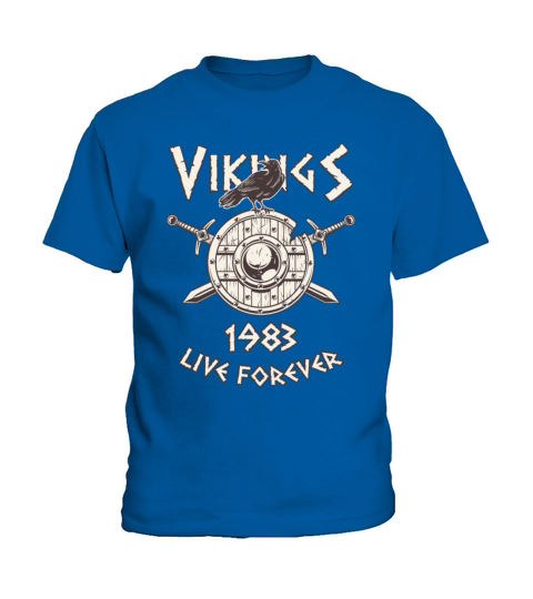 Vikings Live Forever 1983 Norse Birthday Kids T-Shirt