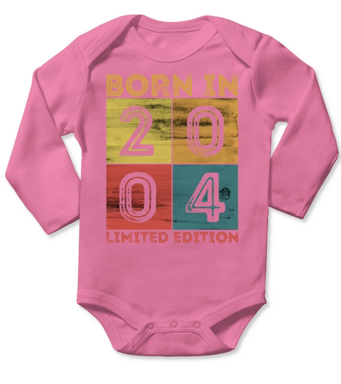 18th Birthday Born In 2004 Limited Edition Vintage Long Sleeve Baby One-Piece