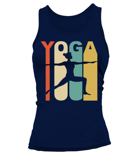 Vintage Warrior Two Yoga Pose Silhouette Retro Women's Tank Top