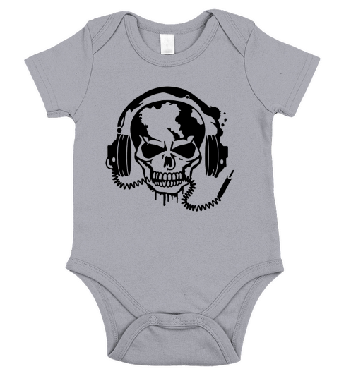 Skull with headphones Short Sleeve Baby One-Piece