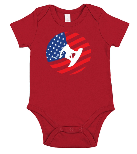 Wake Boarding American Flag Short Sleeve Baby One-Piece