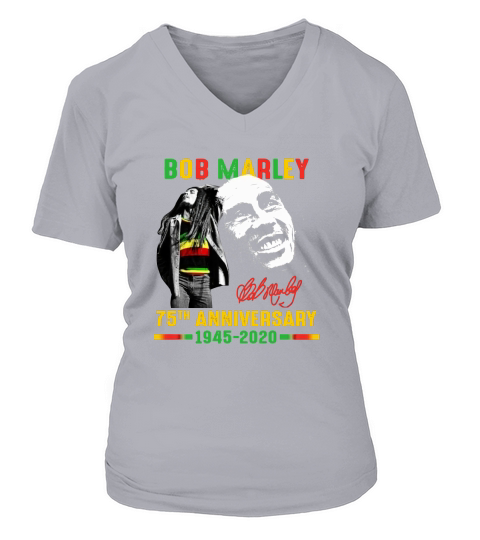 Bob Marley 75th anniversary 1945 2020 signature shirt V-neck T-Shirt Woman