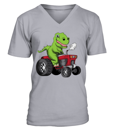 Old Young Dino Dinosaur Tractor T Rex Men's V-Neck T-shirt