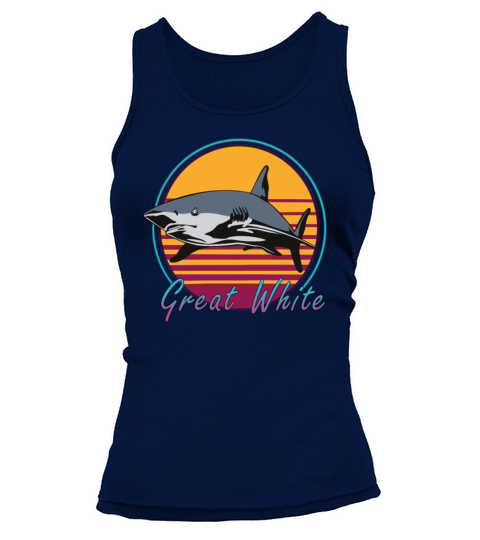 Vintage Retro 80s Art Great White Shark Novelty Women's Tank Top