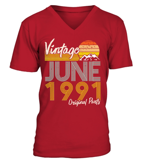 Vintage Since June 1990 Vintage 30th Birthday Men's V-Neck T-shirt
