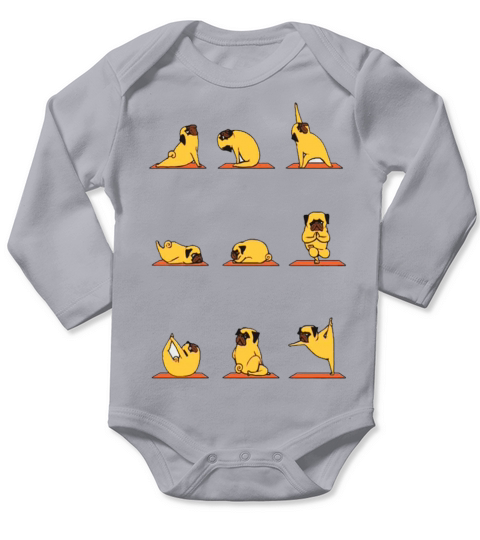 Yoga Pug Dog Long Sleeve Baby One-Piece