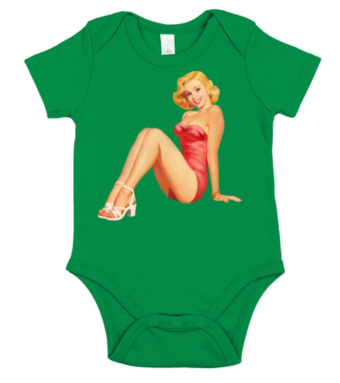 Vintage retro pin up girl in red Short Sleeve Baby One-Piece