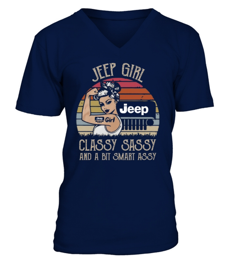 Jeep girl classy sassy and a bit smart assy vintage shirt Men's V-Neck T-shirt
