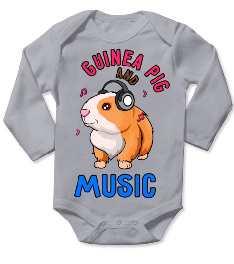 Music and Guinea Pig Cute Rodent Long Sleeve Baby One-Piece