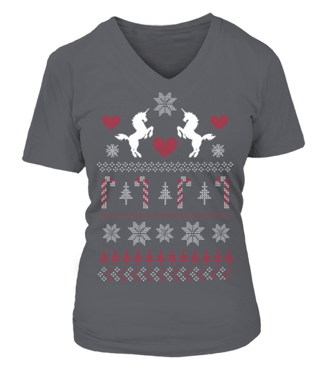 Ugly Christmas Sweater Unicorn Shirt Women's V-Neck T-shirt