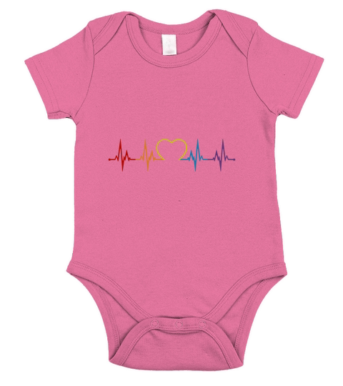 Herzschlag Regenbogen Herz LGBT Liebe bunt CSD Short Sleeve Baby One-Piece