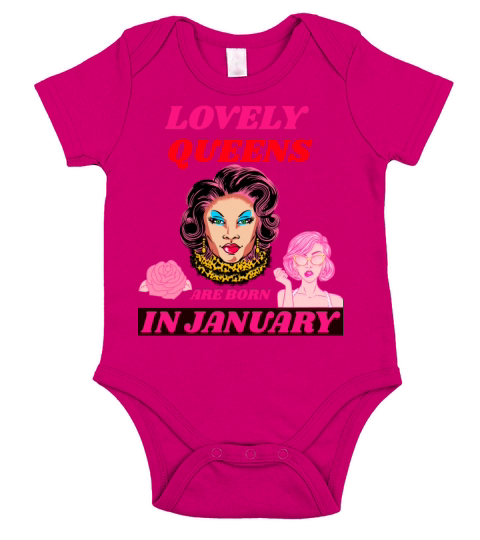 Lovely Queens Are Born In January Short Sleeve Baby One-Piece