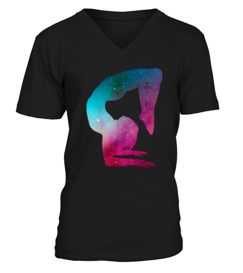 Multicolor Galaxy Space Gymnastics Handstand Yoga Men's V-Neck T-shirt