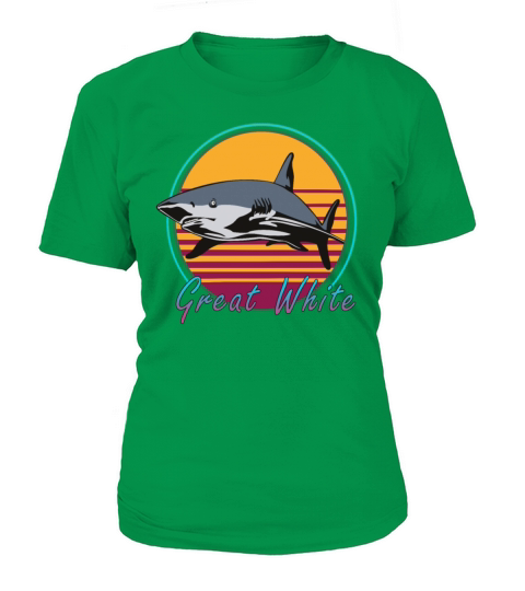 Vintage Retro 80s Art Great White Shark Novelty Women's T-Shirt