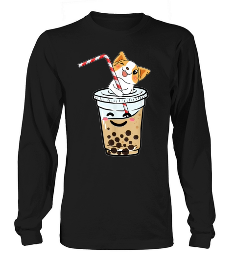 Kawaii Corgi Loves Bubble Tea Funny Bobas Welsh Do Women's Long Sleeve