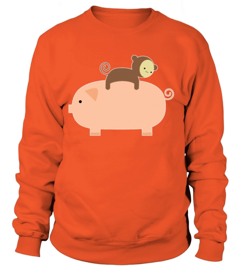 Baby Monkey Riding Backwards on a Pig Women s Pig Women's Sweatshirt