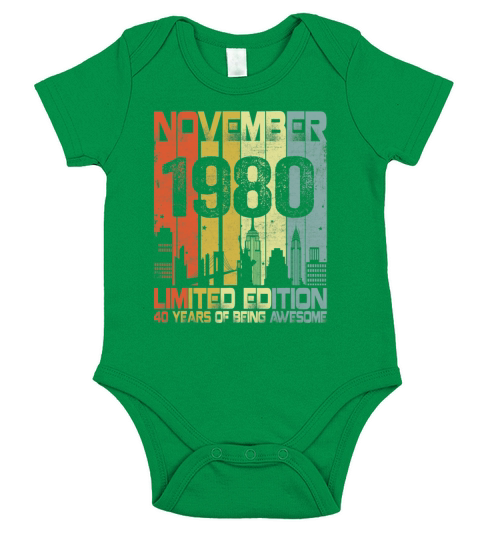 November Skyline Vintage 1980 Funny Short Sleeve Baby One-Piece