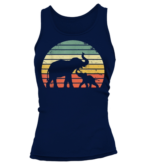 Vintage Elephant Retro Sunset Colors Silhouette Women's Tank Top