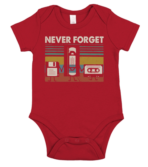 Never Forget Floppy Disk VHS Cassette Tape vintage shirt Short Sleeve Baby One-Piece
