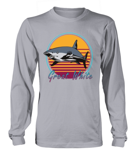 Vintage Retro 80s Art Great White Shark Novelty Women's Long Sleeve