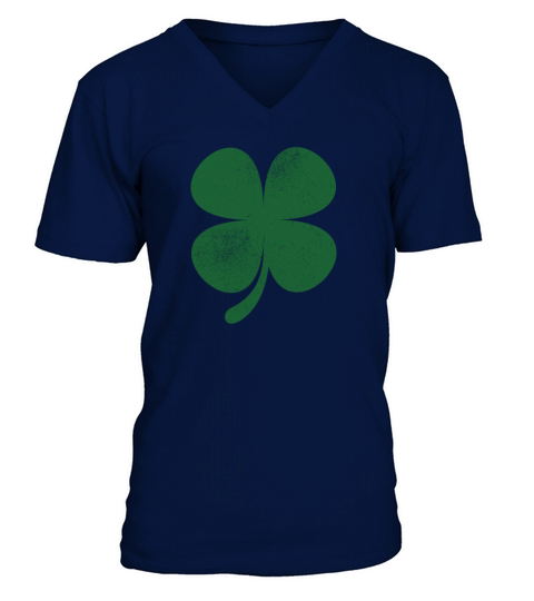 Distressed Green Four Leaf Clover Saint Patricks Men's V-Neck T-shirt
