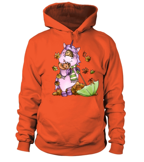 Autumn Walk Pink Unicorn Women's Hoodie