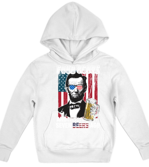 American Flag Four Score and Seven Beers Ago Kids Hoodie