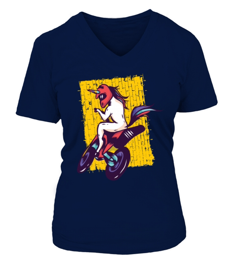 Unicorn Motobike V-neck T-Shirt Woman