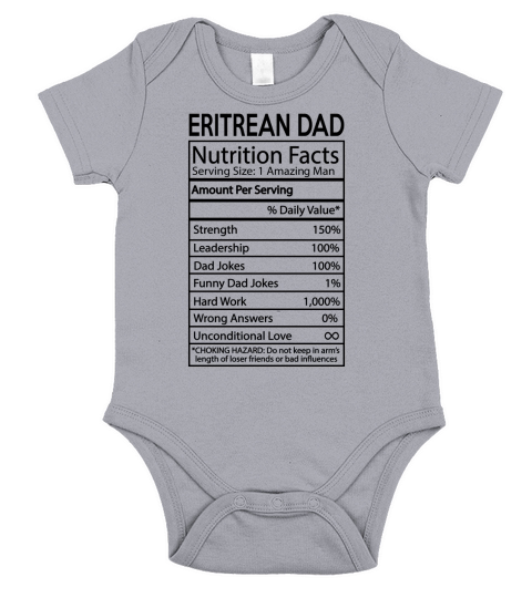 Eritrean Dad Nutrition Facts Joke Nationality 2020 Short Sleeve Baby One-Piece