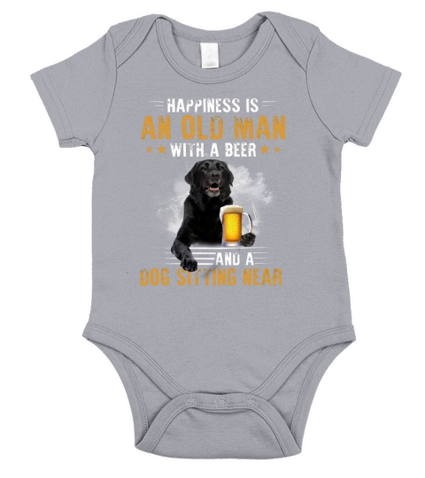 Black Labrador An Old Man With A Beer And A Dog Sitting Near Short Sleeve Baby One-Piece