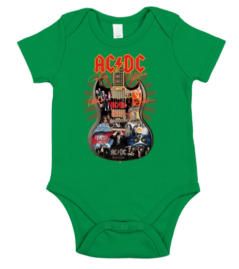ACDC signatures guitar shirt Short Sleeve Baby One-Piece