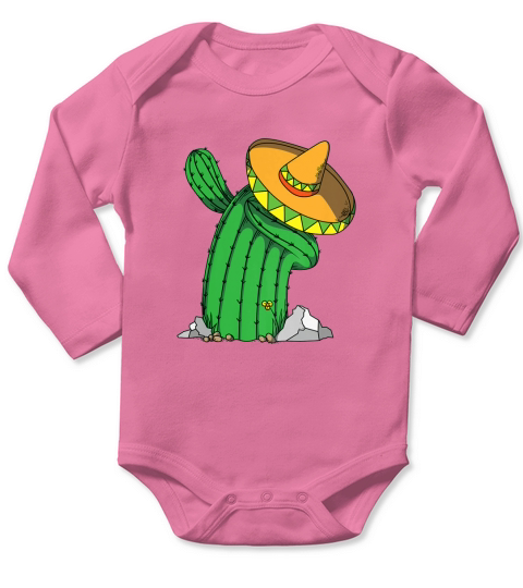 Dabbing Mexican Cactus Cinco De Mayo Mexico Long Sleeve Baby One-Piece