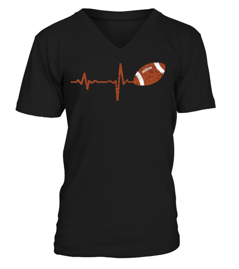gift heartbeat american football rugby Men's V-Neck T-shirt