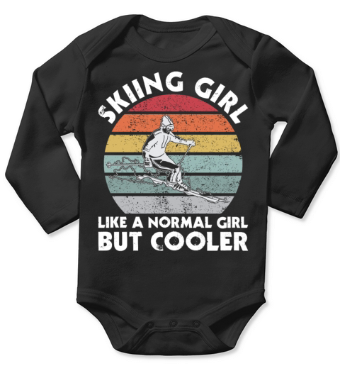 Vintage Skiing Girl Like A Normal Girl But Cooler Long Sleeve Baby One-Piece