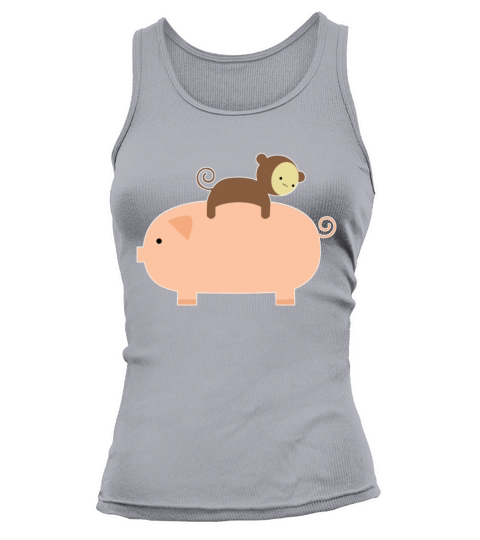 Baby Monkey Riding Backwards on a Pig Women s Pig Women's Tank Top