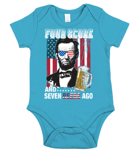 American Flag Four Score and Seven Beers Ago Short Sleeve Baby One-Piece