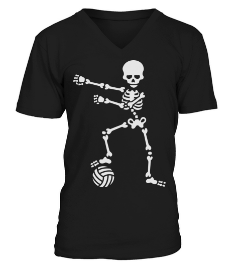 Beach volleyball floss dance flossing skeleton Men's V-Neck T-shirt