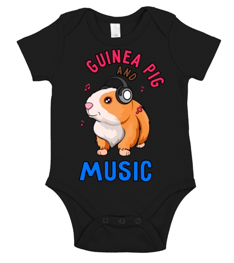 Music and Guinea Pig Cute Rodent Short Sleeve Baby One-Piece