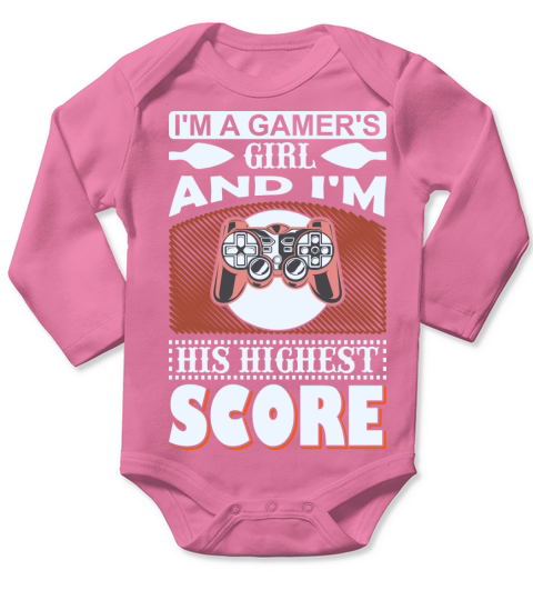 Im a gamer girl and his highest score Long Sleeve Baby One-Piece