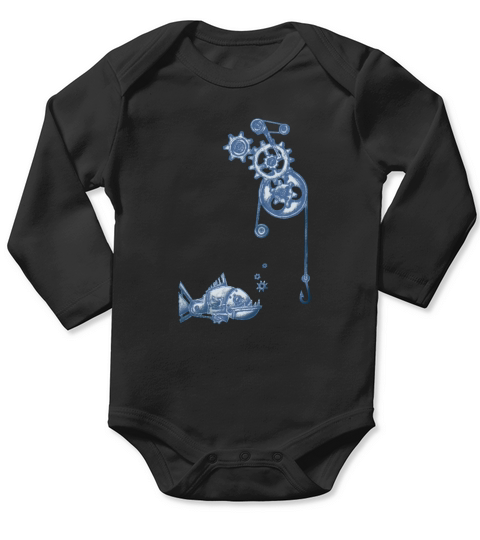 Fishing Gears - White - Mens Long Sleeve Baby One-Piece