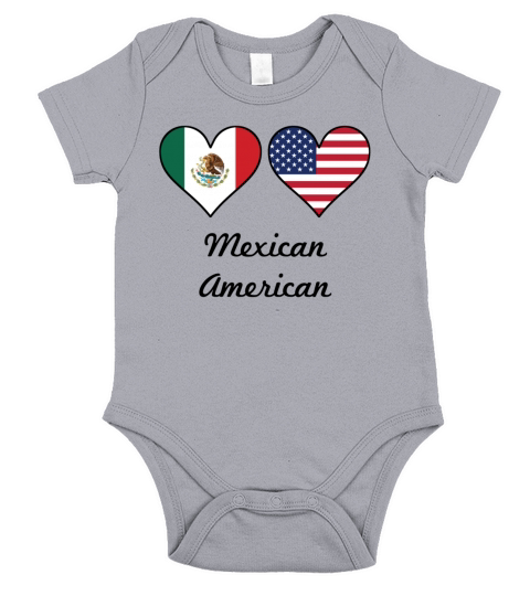 Mexican American Flag Hearts Short Sleeve Baby One-Piece