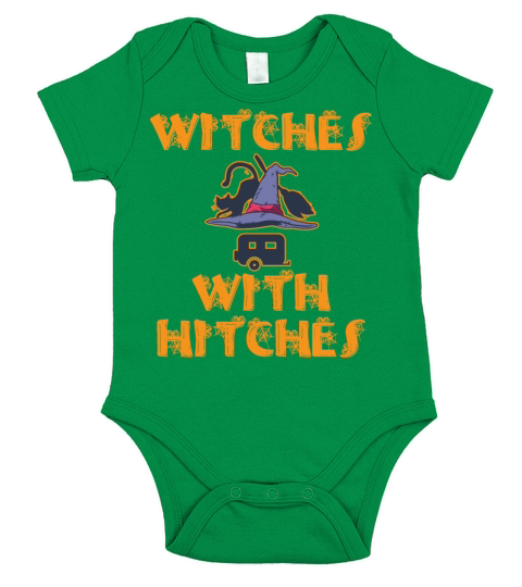 Witches With Hitches Spooky Halloween Gift Short Sleeve Baby One-Piece