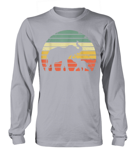 Vintage Elephant Retro Sunset Colors Silhouette Women's Long Sleeve
