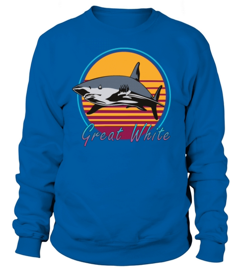 Vintage Retro 80s Art Great White Shark Novelty Men's Sweatshirt