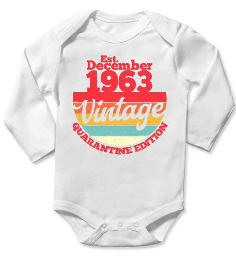 december 1963 - Unisex Long Sleeve Long Sleeve Baby One-Piece