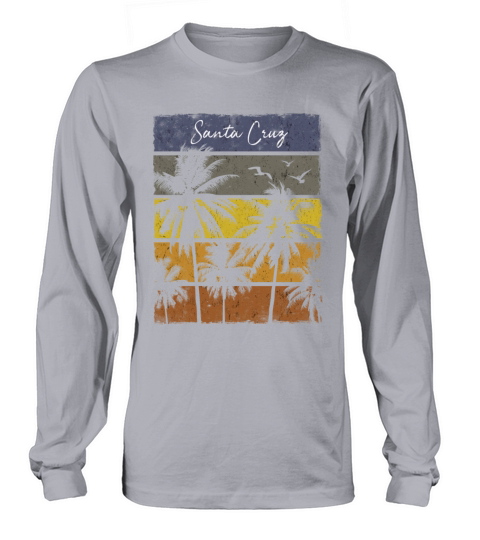 Retro Santa Cruz Beach Print Vacation Souvenir Men's Long Sleeve